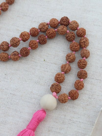 Colours of India Rudraksha Half Mala in Pink image 1