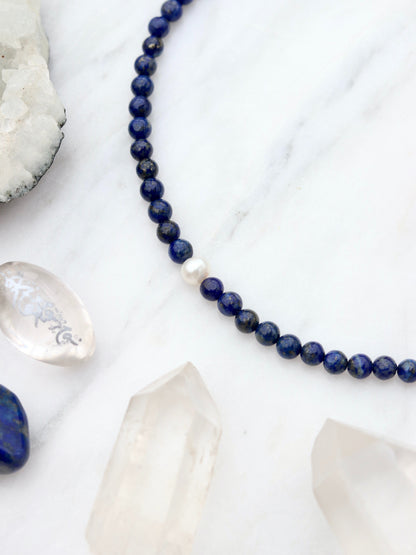 Lapis Lazuli Pearl - Sophia choker necklace image 2