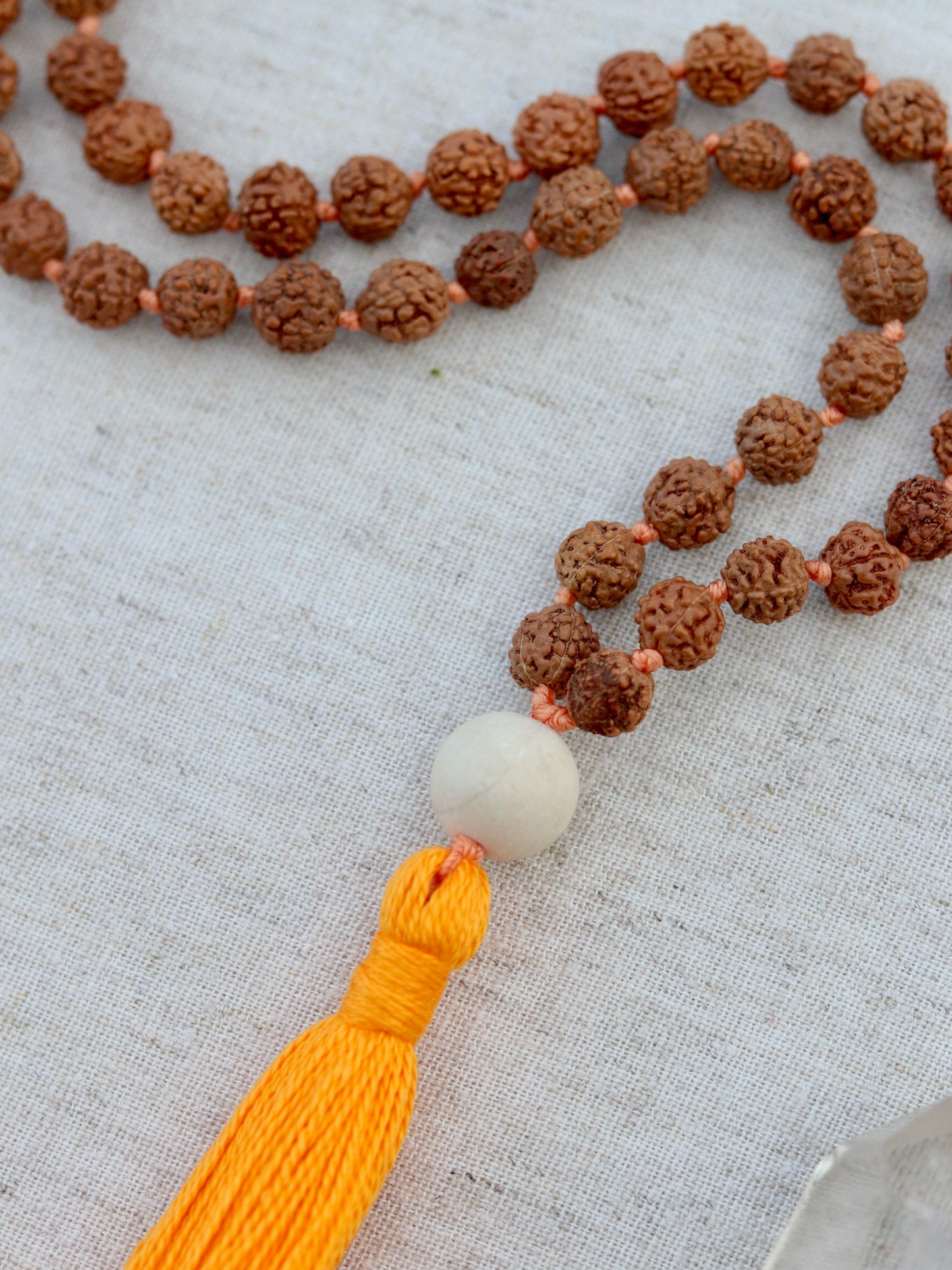 Colours of India Rudraksha Half Mala in Orange Saffron image 1