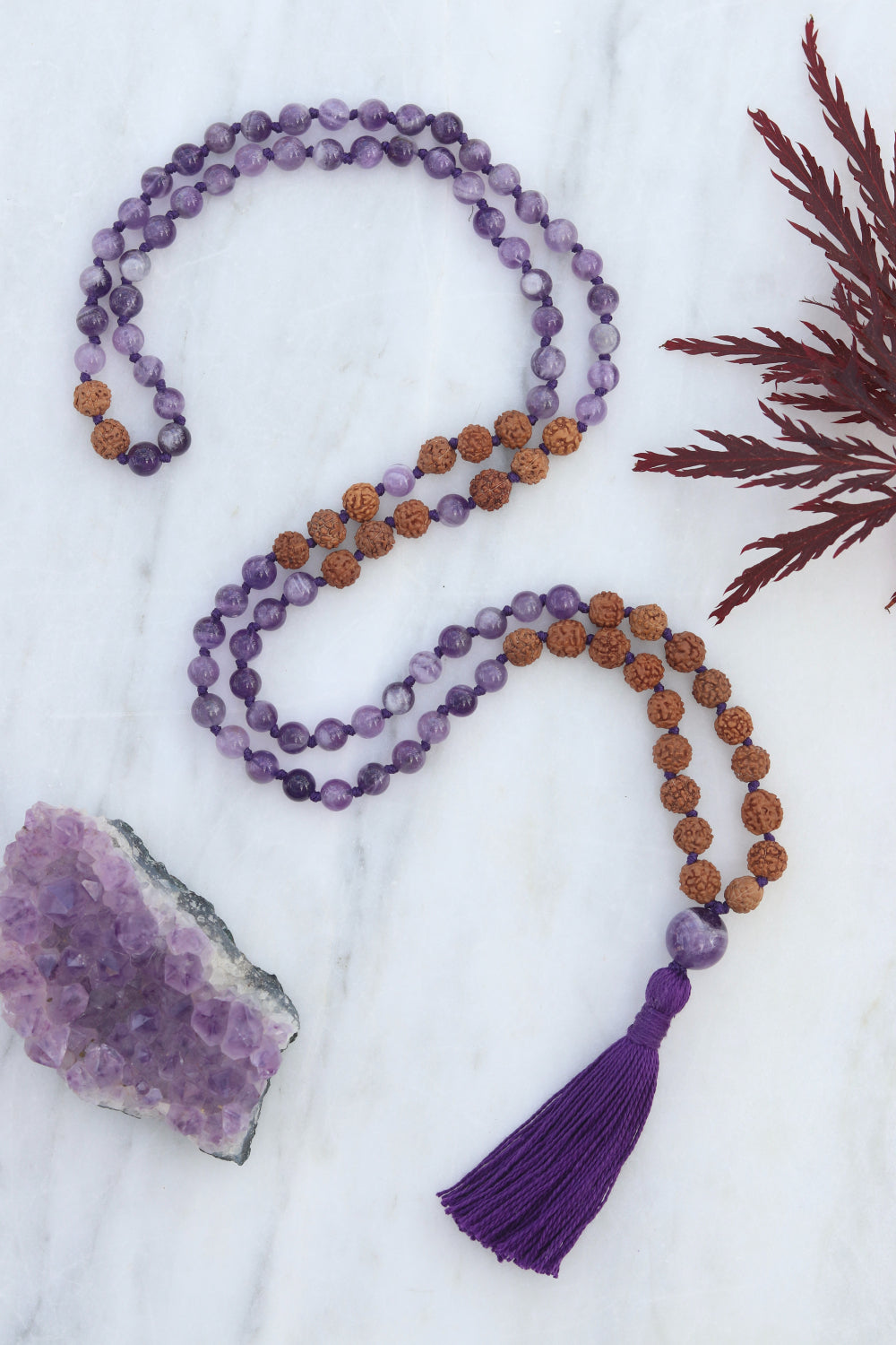 Amethyst and Rudraksha Mala - finding centre, clarity and calm image 0