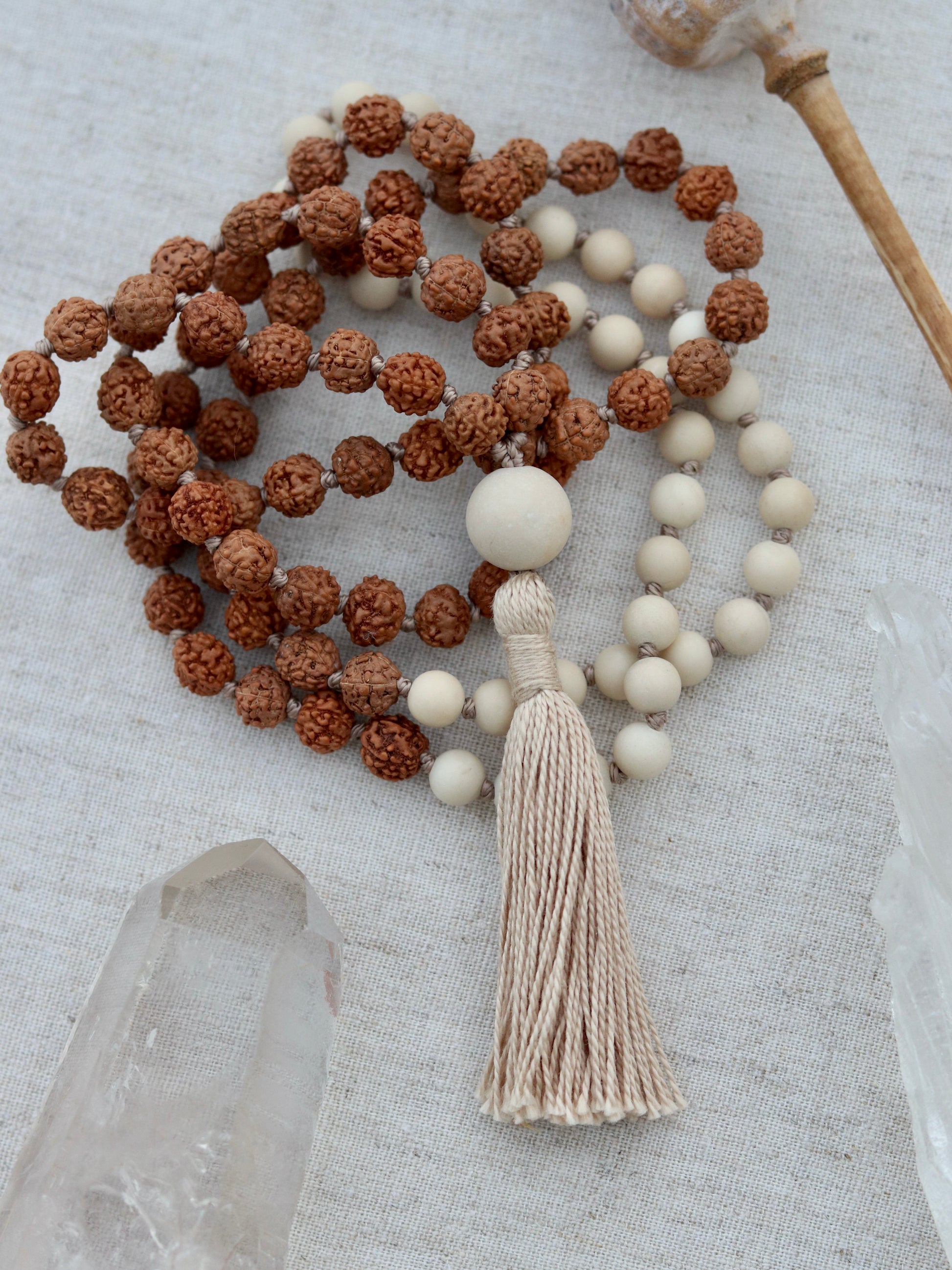 Rudraksha and Riverstone Mala image 1