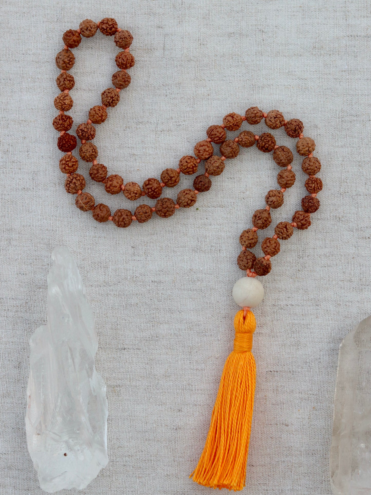 Colours of India Rudraksha Half Mala in Orange Saffron image 0